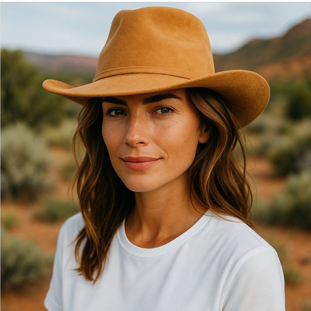 Vintage bronco brand camel colored fedora. Unisex
